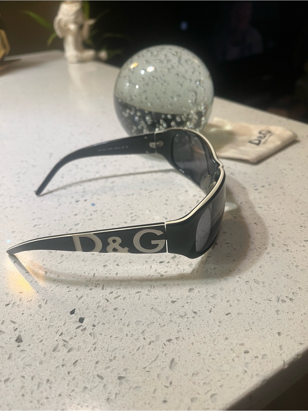 D&G Black Sunglasses with White Logo Accent -Designer Shield